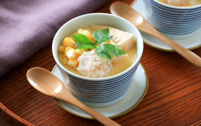 コーンクリーム缶で洋風なレンチン茶碗蒸し