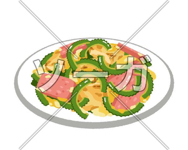 ゴーヤチャンプルーのアイコンのイラストイラストセンター有料素材販売
