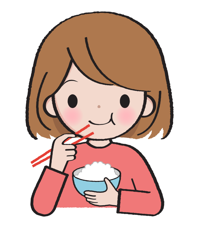 ご飯を食べる女の子 文字ありのイラスト - いらすと本舗