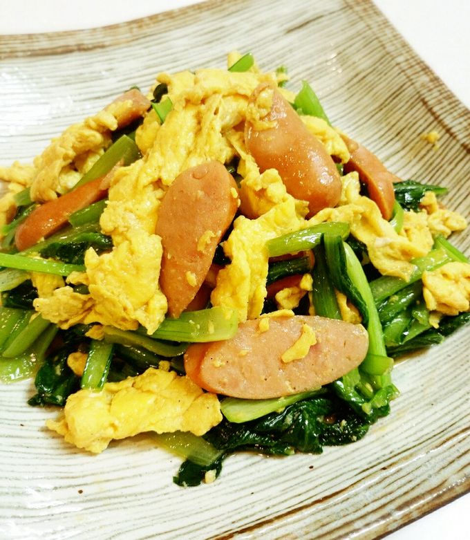 小松菜と舞茸のシンプルオイスターソース炒め