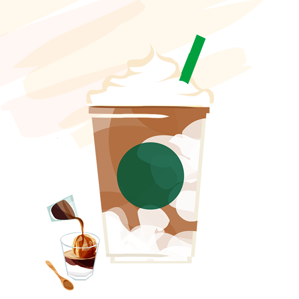 ミルクコーヒー フラぺチーノ ・ ○エスプレッソ アフォガート フラペチーノ ︎︎︎︎☑︎バニラシロップ追加＋55︎︎︎︎☑︎ホワイトモカシロップ多め ︎︎︎︎︎︎☑︎リストレット半分 ︎︎︎︎︎︎☑︎ブラウンシュガー抜き ︎︎︎︎︎︎☑︎ホイップ追加＋55