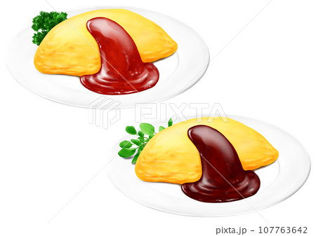 洋食_オムライス トマトケチャップ のイラスト素材FYI08224669ストックフォトの Qlean Market キュリンマーケット