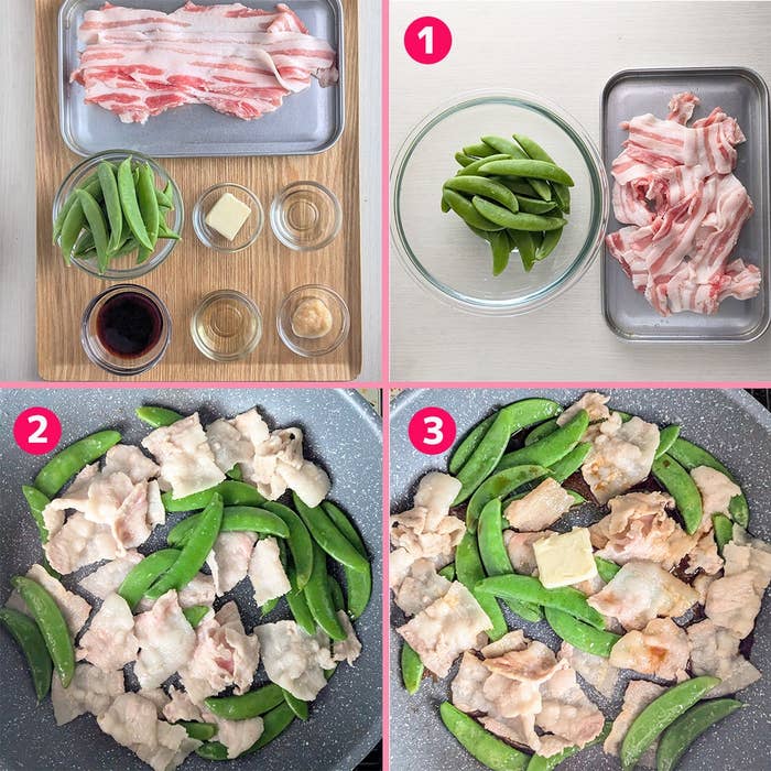 豚バラとスナップえんどうの卵とじ