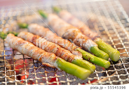 BBQにアスパラバタ