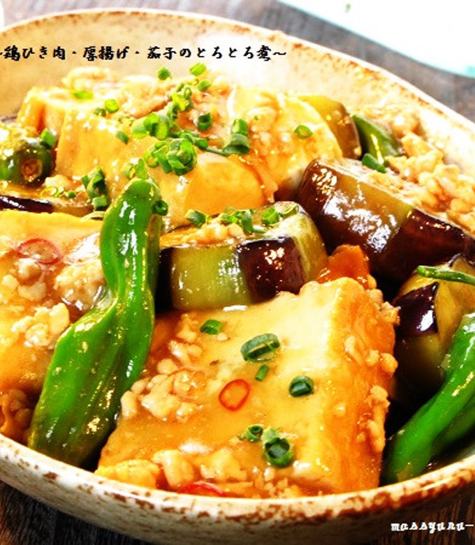 厚揚げと小松菜の和風そぼろ煮 とろ〜り♡しょうが香る♪