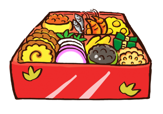 おせち料理を食べる、蛇のキャラクターの無料イラストイラストセンタ