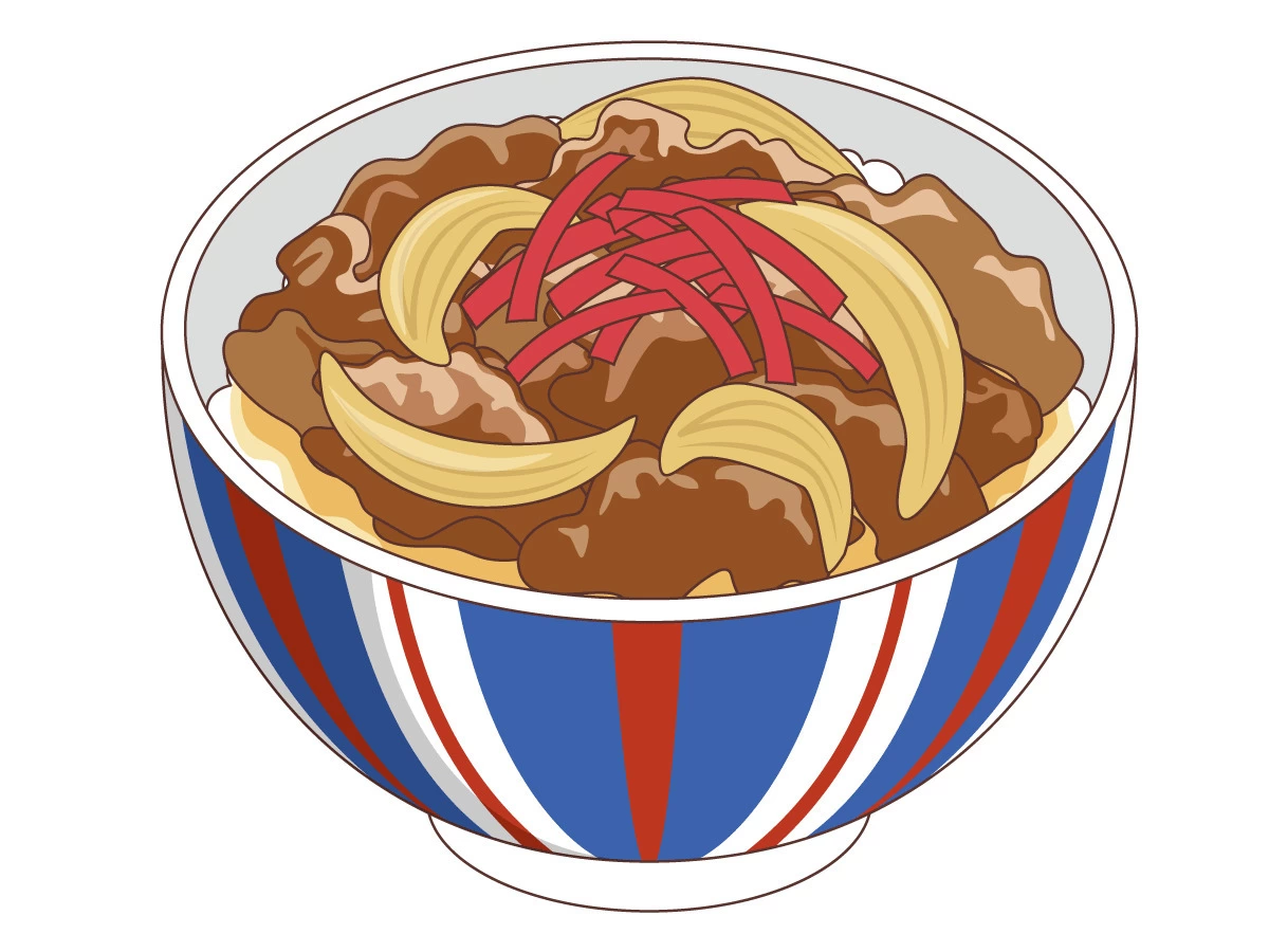 手書き 牛丼のイラスト 無料-飲食店専門手描きイラスト そらまめ堂