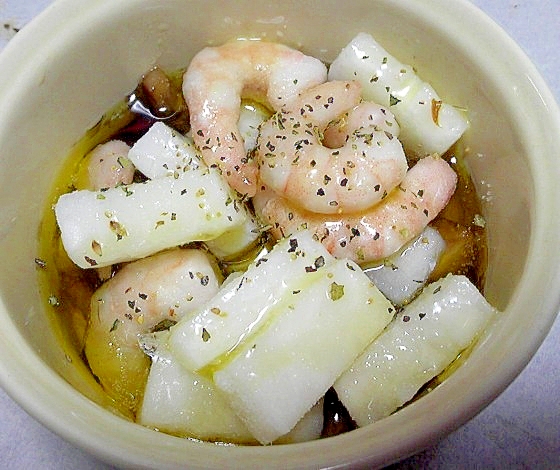 しょうゆみりんアヒージョ 鶏肉＆マッシュルーム