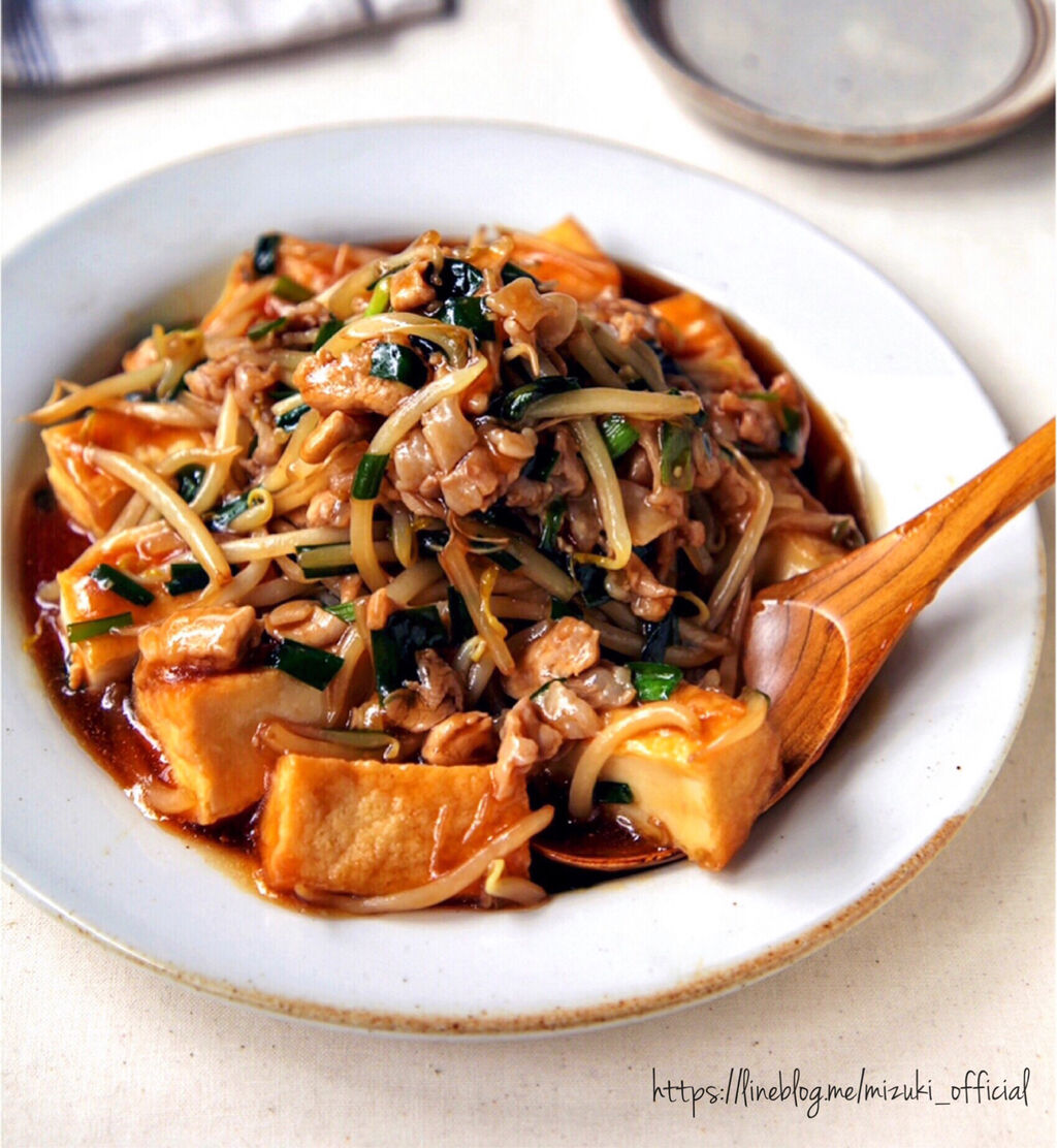 こんがり厚揚げのひき肉あんかけ