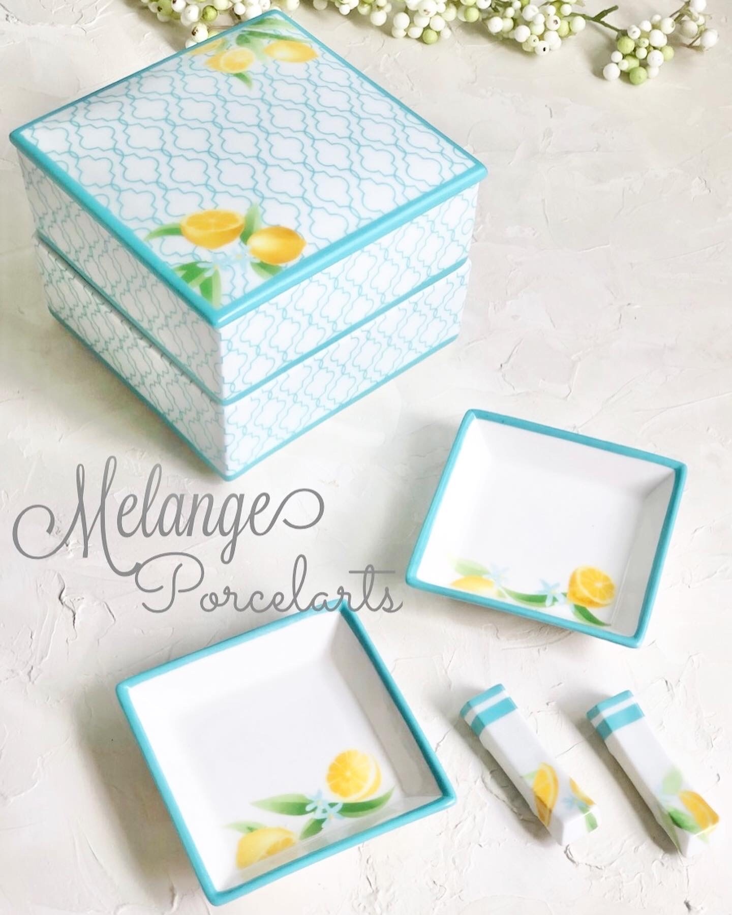 新 ハンドメイドポーセラーツ お重、プレートセット 東京・日本橋 ポーセラーツの３段お重レッスン