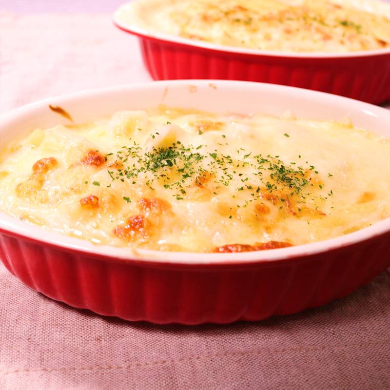 コーンと鶏肉のクリスマスグラタン