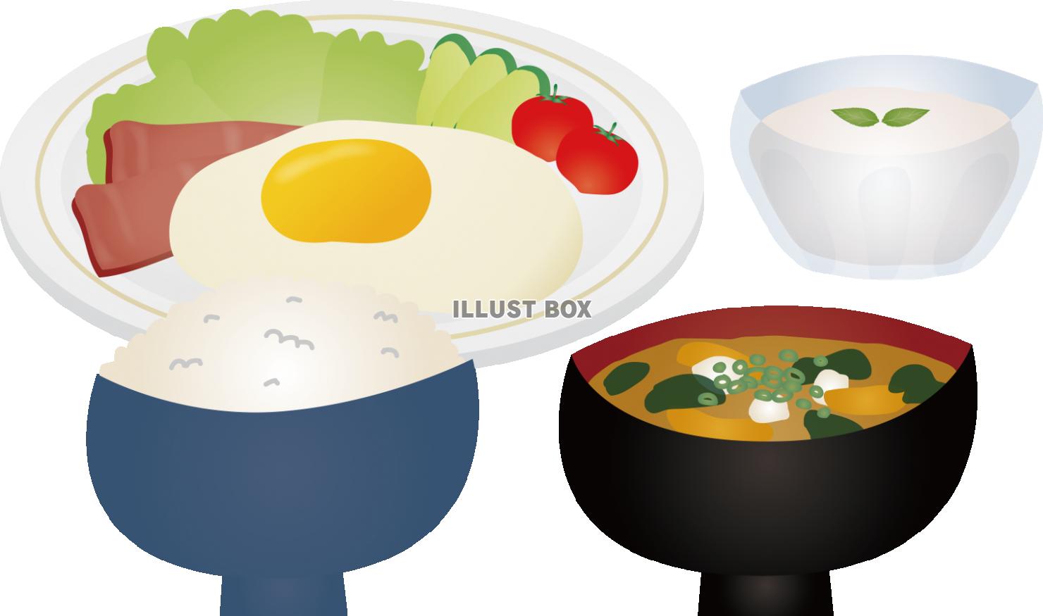 ひよこ朝ご飯 パン：イラスト無料