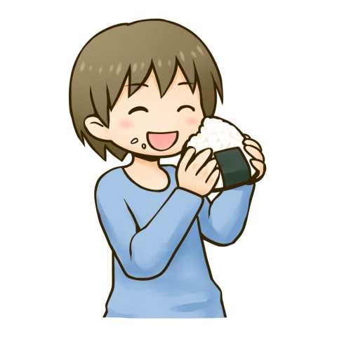 おにぎりをほおばる男の子のイラスト素材3516847- PIXTA