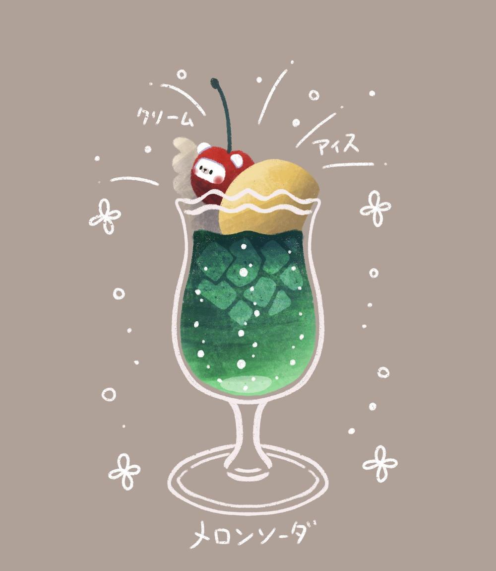オリジナルイラストCS14 メロンソーダとサイダーソルベ アート 写真