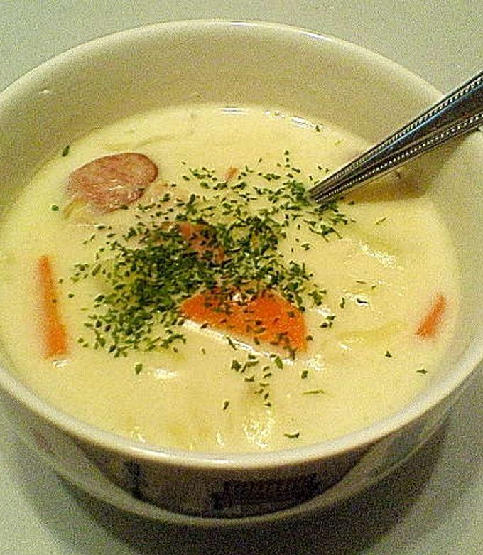 白菜とベーコンのミルクスープ マカロニ入り具だくさんスープ