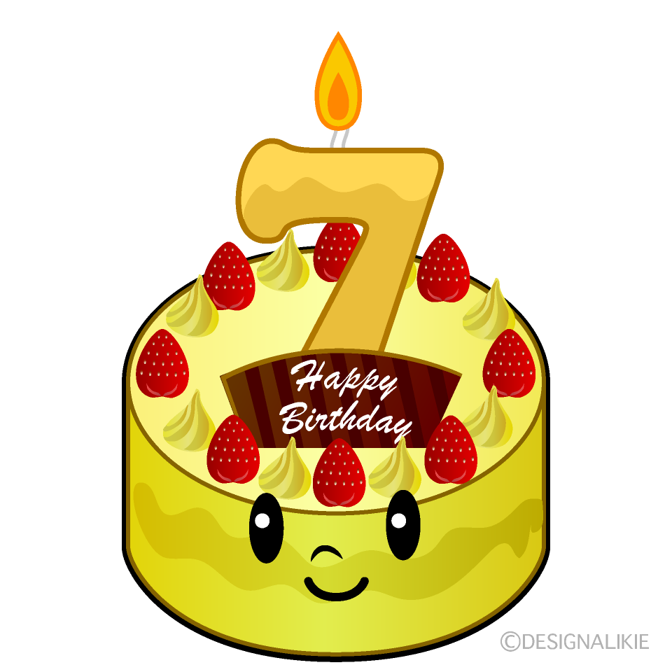 4才の誕生日ケーキイラストのフリー素材イラストイメージ