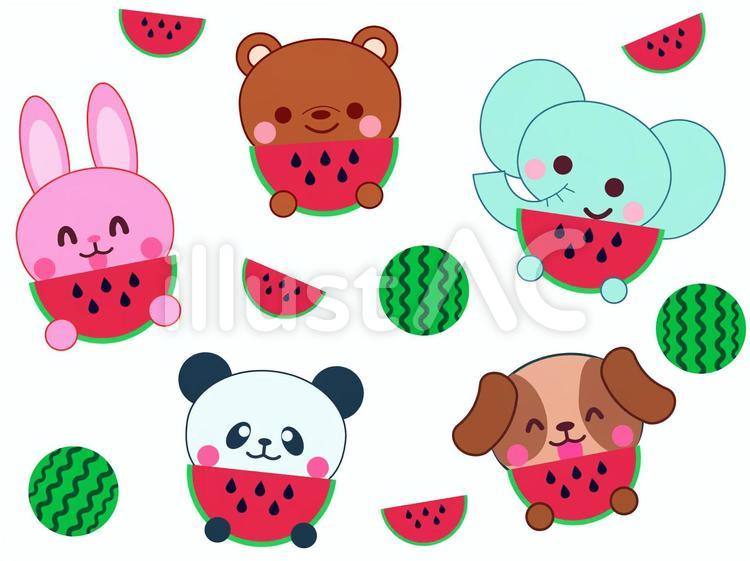 フリーイラストスイカを食べる女性パブリックドメインQ：著作権フリー画像素材集