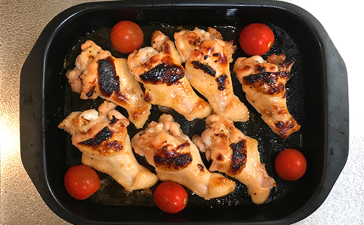 照り焼きチキンを、魚焼きグリルで。照り焼きチキン