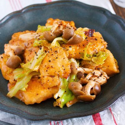 しっとり鶏むね肉とキャベツのカレー炒め