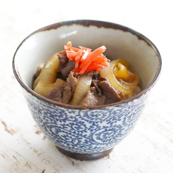 新タマネギと長ネギの牛丼