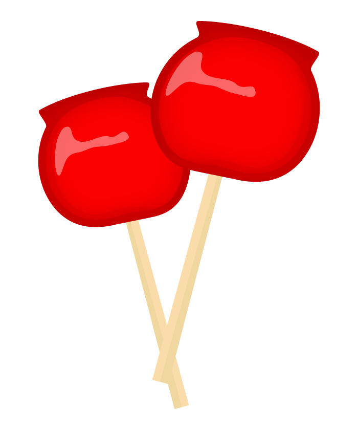 りんご飴 - かわいいフリーイラスト素材集 ぴくらいく 商用利用可