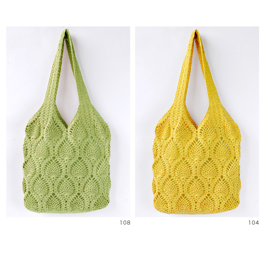 NEWエンジェルコットンで編むパイナップル編みのバッグ 2完成！ - Gray and Yellow
