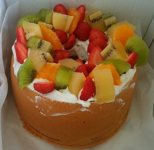 誕生日ケーキ☆フルーツシフォンケーキ