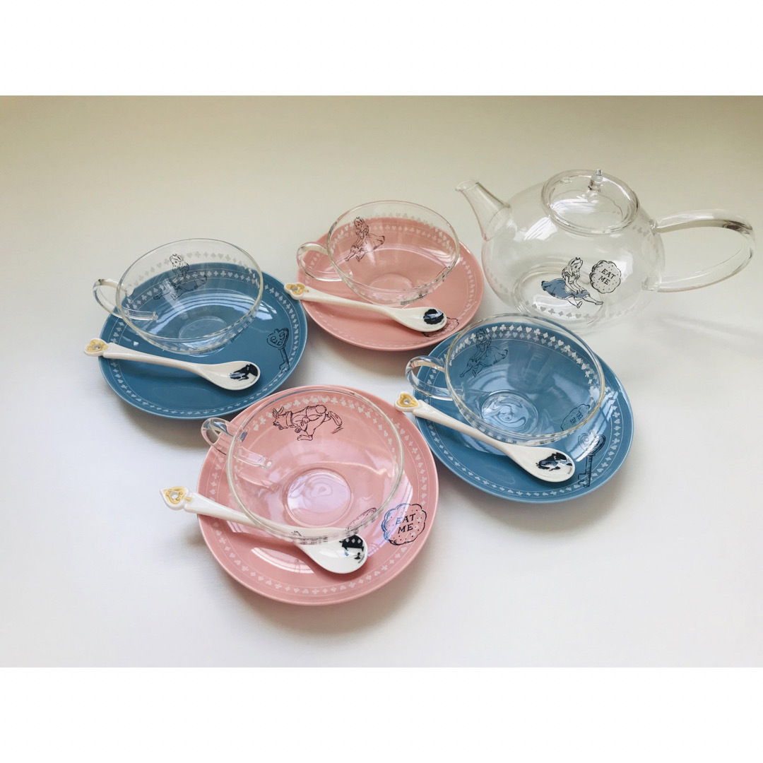 アフタヌーンティー ディズニー アリス耐熱ガラス ティーポット カップ＆ソーサ