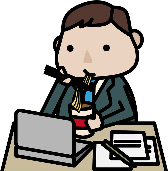 夜中にカップラーメンを食べる男性イラスト - No: 22286653無料イラスト・フリー素材なら「イラストAC」