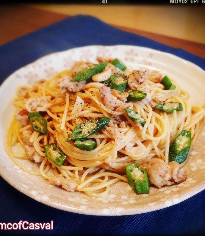 「豚肉と玉ねぎの和風パスタ」