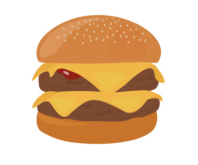 ダブルのチーズバーガーのイラストフリーイラスト素材 変な絵.net
