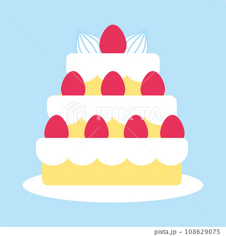 いちごのホールケーキのイラストイラスト無料・かわいいテンプレート