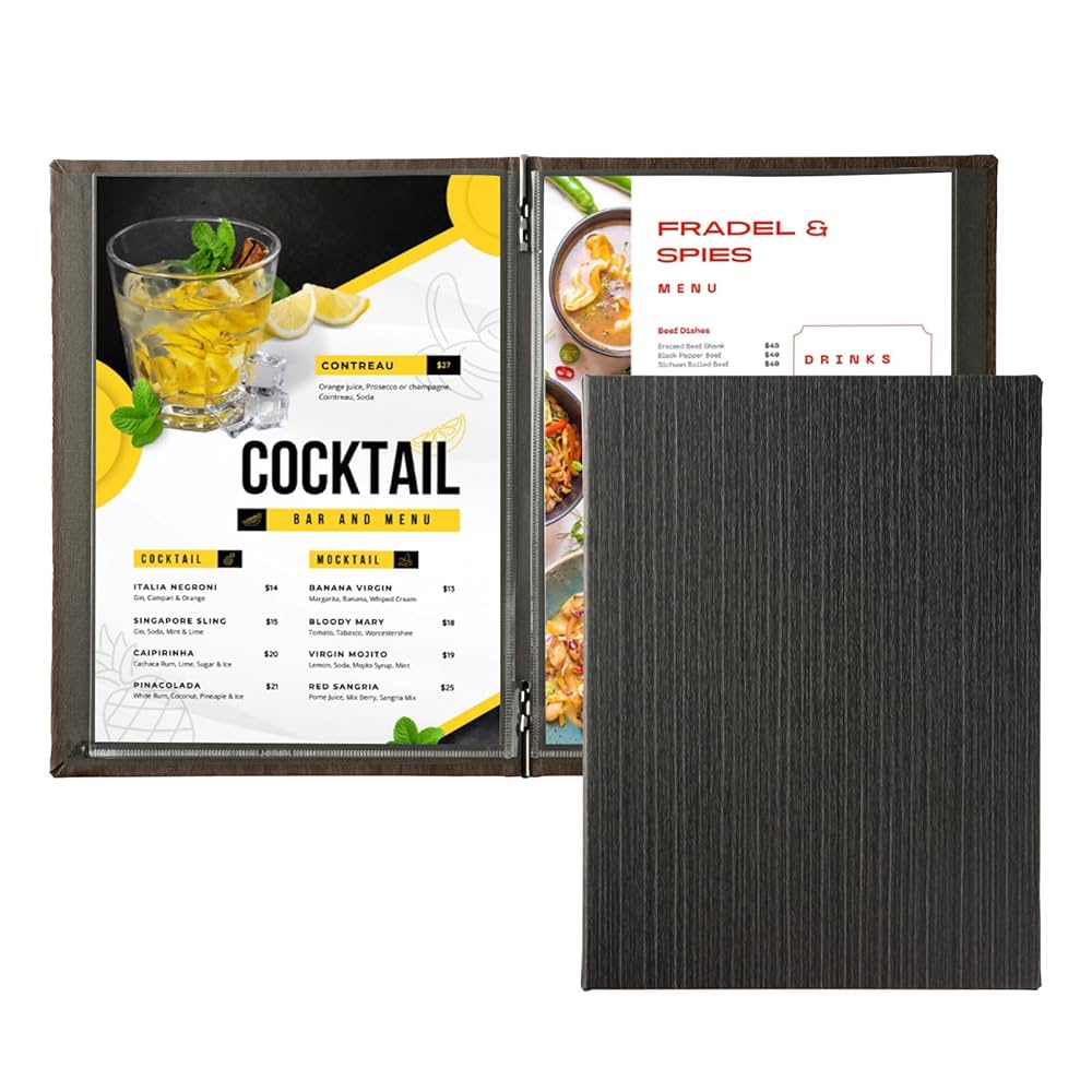 メニューブック 4ページ たて長 縦長 ドリンクメニュー メニュー表 メニュー帳 ワインリスト カフェ バー bar 飲食店 備品 洋風 和風yyb-cp01