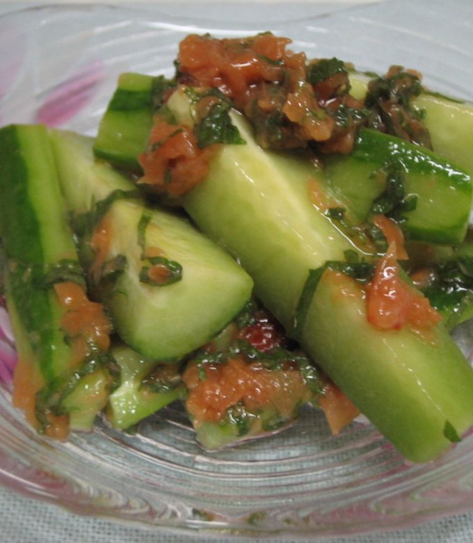 ５分◎超簡単！ポリポリ梅しそきゅうり＊漬物風