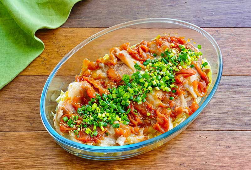 豚バラキャベツの蒸ししゃぶ重ねて放置ヘルシー