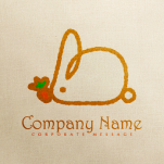 月で入浴するウサギのロゴ：0458ロゴマークガーデンBASE店ロゴデザイン販売とブランディングの専門サイト