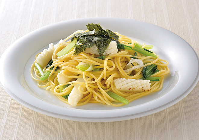 いかと長芋の和風きのこパスタ