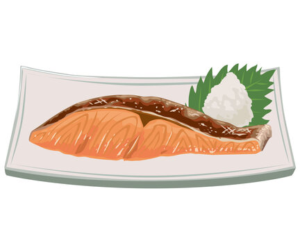 皿にのった焼き魚無料イラスト素材素材ラボ