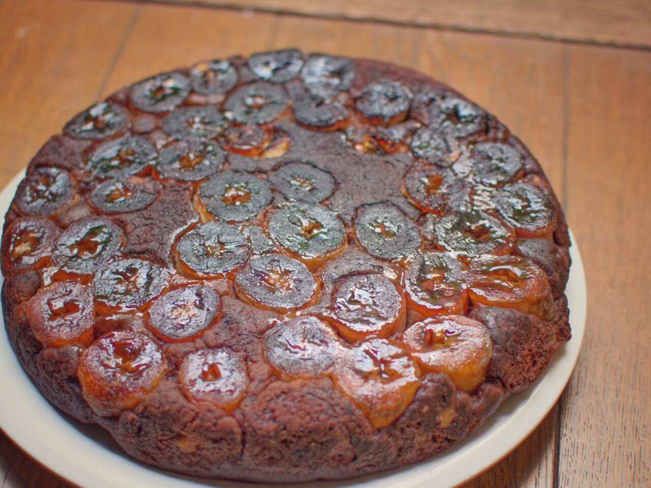 キャラメルバナナのアップサイドダウンケーキ バナナブレッドver.型にはまったお菓子なお茶の時間