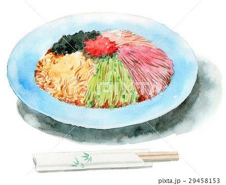 フリーイラストゆで卵やトマトがのった冷やし中華パブリックドメインQ：著作権フリー画像素材集