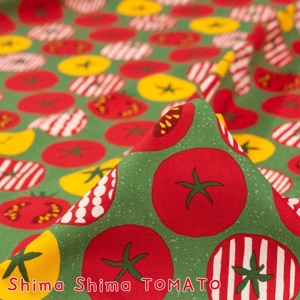 幅約96cm 刺繍 トマト 野菜柄 シーチング生地