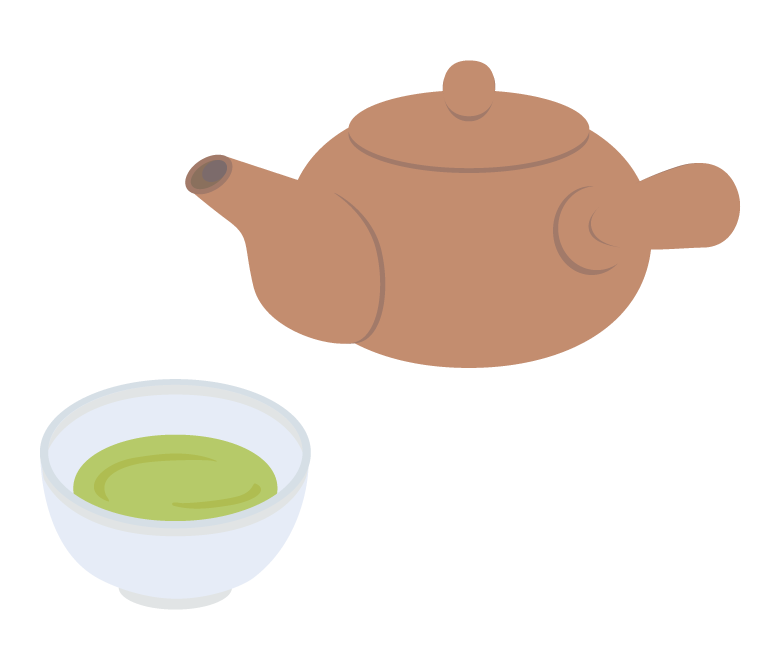 緑茶と茶葉 新茶のイラスト無料のフリー素材 イラストエイト