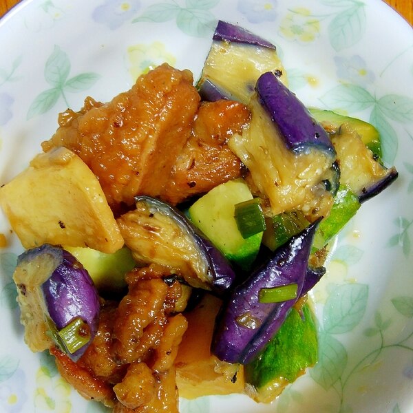 なすとピーマン 鶏むね肉の中華風