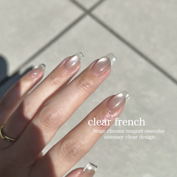 2025最新 透け感と春色が決め手♡クリアフレンチネイル人気ネイルデザイン15選