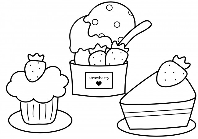 無料の塗り絵- スイーツ - ぬりえタウン