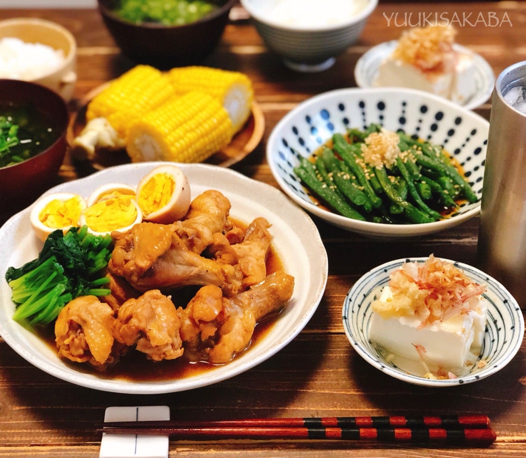 2024 05 25 .献立 手羽元のグリル焼き 高野豆腐煮 丸ごとピーマン ハムエッグ お味噌汁 りんご ごはんおうちごはんうちごはん家ごはん夜ごはん夕食晩御飯料理フーディーテーブルキッチングラムママリクッキング和歌山ママ親バカ部て