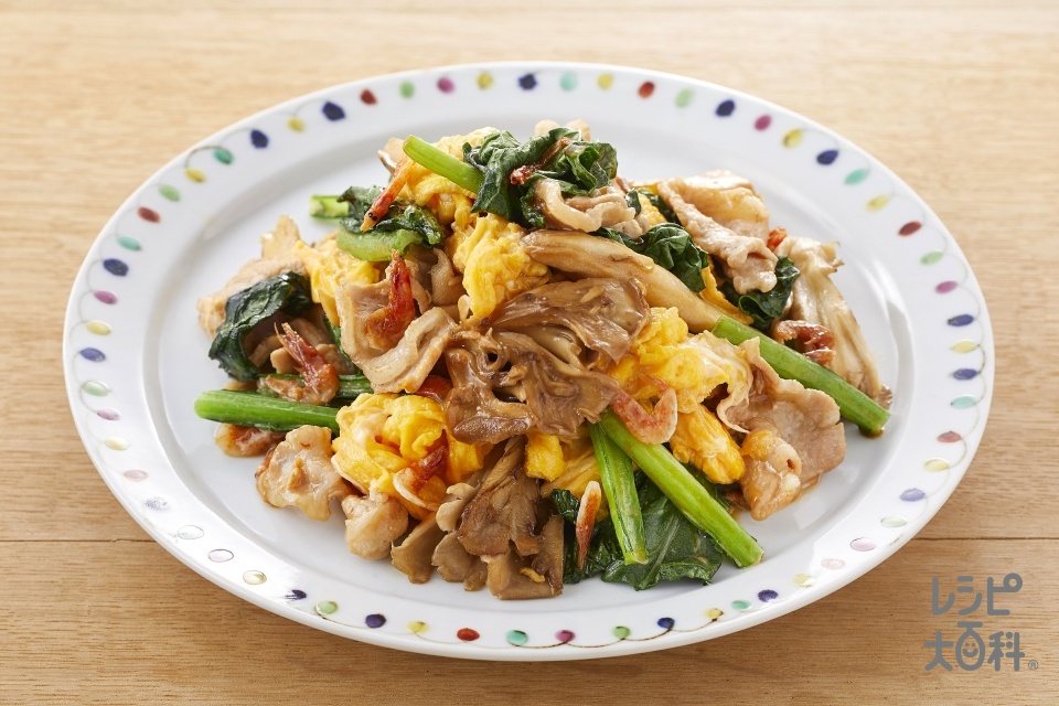 小松菜と炒り卵の梅マヨ和え 副菜 レシピ・作り方 - E・レシピ