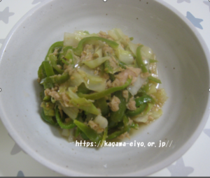 ボリュームたっぷり☆『キャベツナピーマンの塩こんぶマヨ』