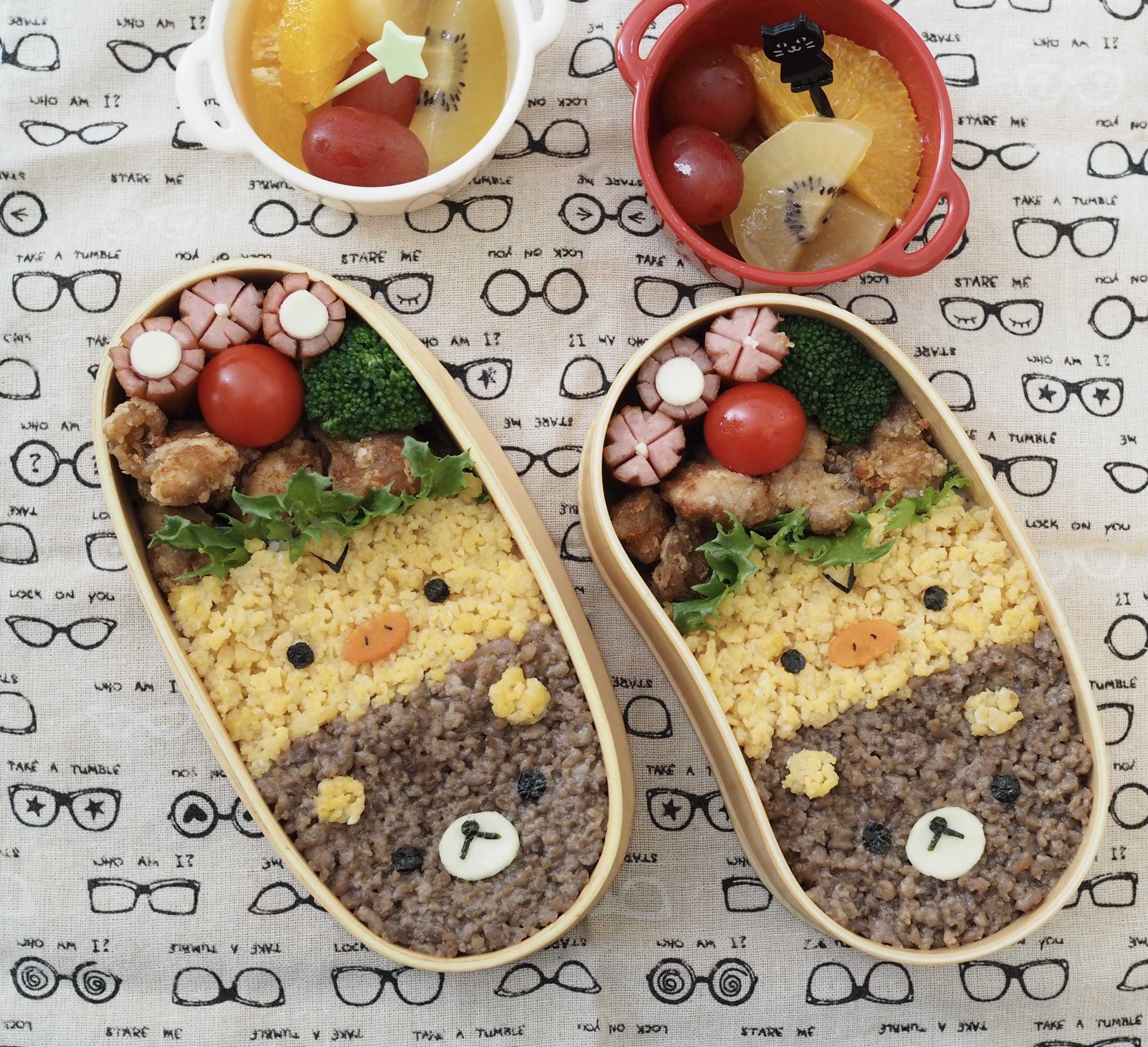 三色そぼろ弁当 きぬさやを使えば簡単！かわいいキャラ弁を作ろう - たべぷろ