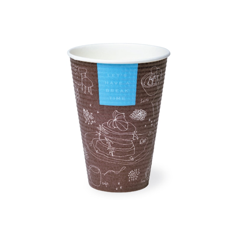 ホットドリンク用のふた付き高品質紙コップ12オンスリップルウォールペーパーカップ